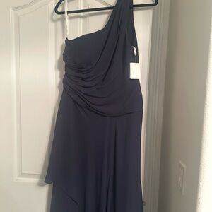 Navy blue David’s bridal bridesmaid dress